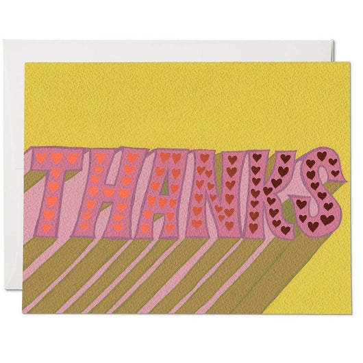 'Thanks' Tiny Pink Hearts Card