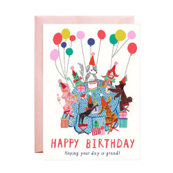 'Happy Birthday - Hoping Your Day Is Grand' Kids Dog Party Card