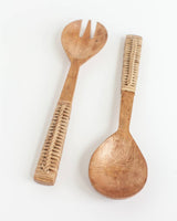 Hand-Carved Braided Mango Wood Salad Servers