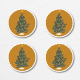 Golden Christmas Tree Coasters (Set of 4)