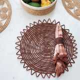 Handwoven Palm Fiber Napkin Ring - Brown (Set of 4)