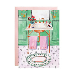 'Hers + Hers' Towels - Greeting Card