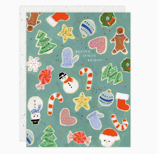 'Baking Spirits Bright' Baking Cookies Holiday Card