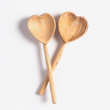 Hand-Crafted Olive Wood Heart Small Spoon Set