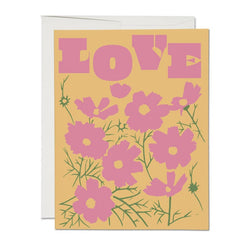 'Love' Pink and Orange Flower Cosmos Card