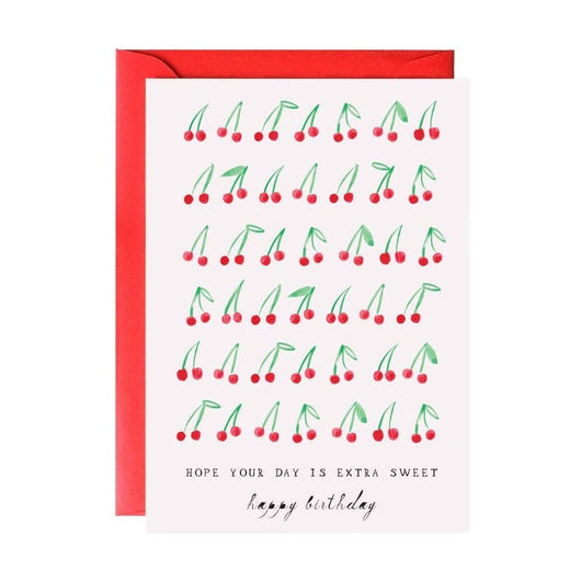 'Hope Your Day is Extra Sweet - Happy Birthday' Cherry Birthday Card