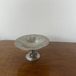 Vintage Pewter Petal Pedestal Bowl