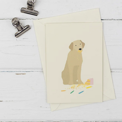 Dog Birthday Cake Card (Yellow or Golden Lab)