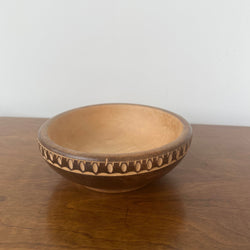 Vintage Wood Burned Bowl with Pattern