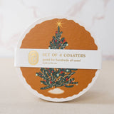 Golden Christmas Tree Coasters (Set of 4)